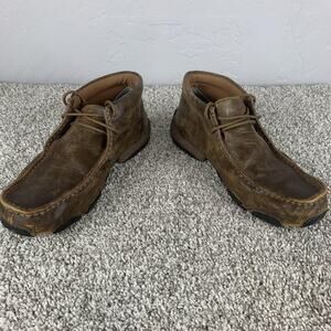Twisted X Boots Mens Size 10.5 W Brown Leather Driving Moc Chukka MDM0003